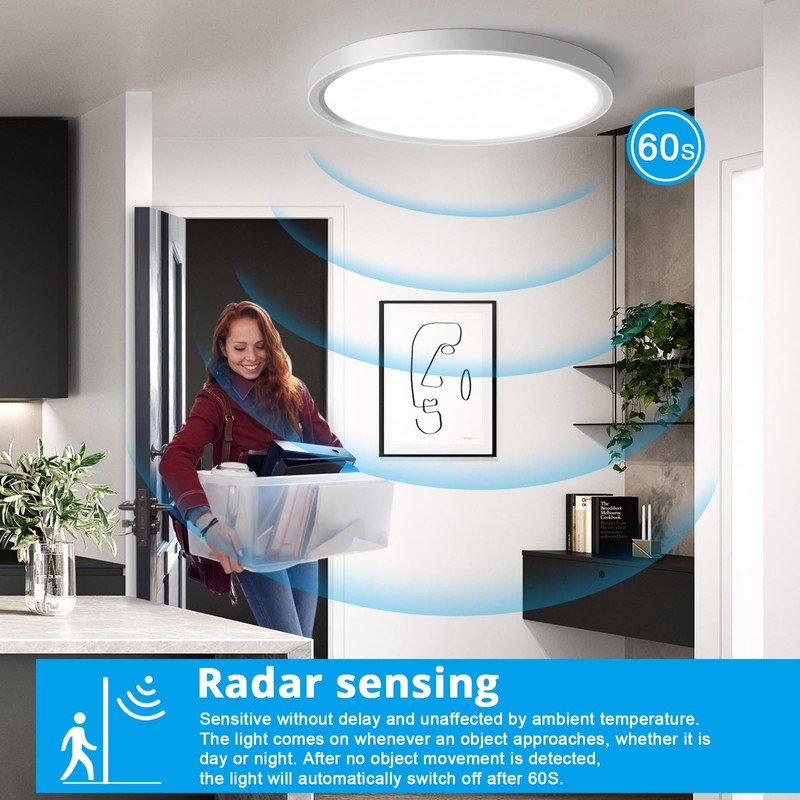 OPPEARL LED Ceiling Light with Radar Motion Sensor, 24 W