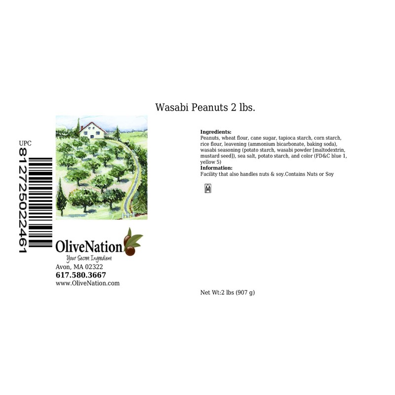 OliveNation Wasabi Coated Peanuts, Salty Crunchy Sweet and Spicy Snack,