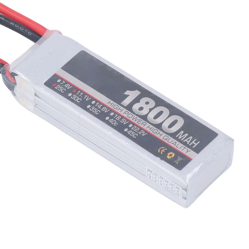 LiPo Battery Pack 11.1V 3S 1800mAh 25C Rechargeable LiPo Battery