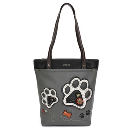 Chala Group Deluxe Vegan Leather Every Day Tote Bag Purse : 13.5 x 14 inches (Paw Print)