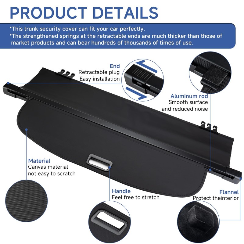 FARBIN Trunk Cargo Cover for Jeep Cherokee 2019 2020 2021