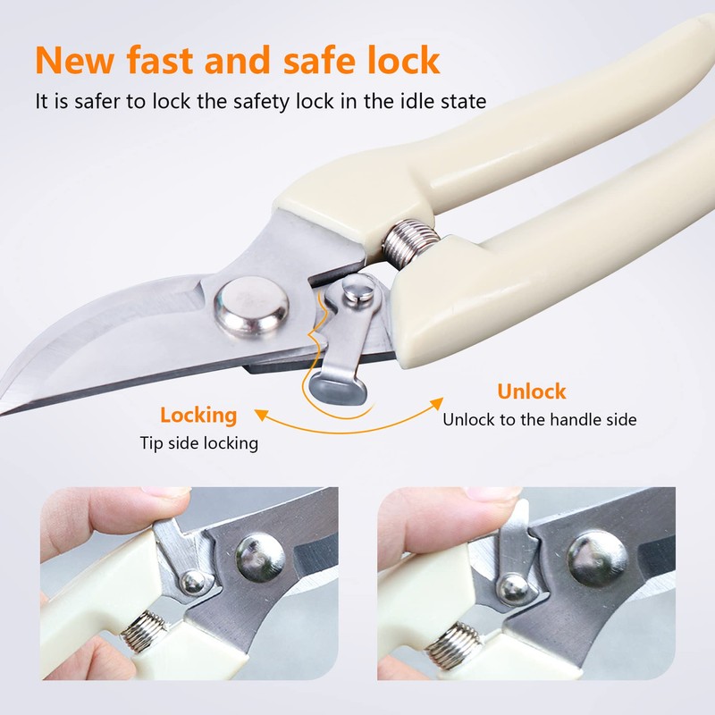 Garden Scissors for Plant, Tip Pruning Shears for Cutting Flowers,
