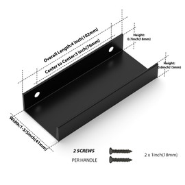 Peaha 10Pack Finger Edge Pulls 3inch Hole Centers Matte Black Finger Cabinet Pulls Concealed Handles for Kitchen Drawer Finger Edge Pull Tab Handle