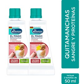 Dr. Beckmann, El Mago Quitamanchas Sangre y Proteínas, Elimina Manchas de Huevo, Lácteos, Helado, Calidad Alemana, 2 Botellas de 50 ml