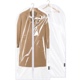BALEINE 48'' Clear Garment Bags, 2 Packs PEVA Dress Bag for Closet Clothes Dresses Suit Coats Storage (Clear, 2PK)