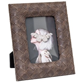 ELPMD 4 * 6 inch Brown Leather Picture Frame Rustic Home Decor Photo Picture Tabletop Wall Mount Horizontal Vertical Display