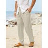 AKEFUN Mens Summer Casual Linen Pants Beach Elastic Drawstring Waistband