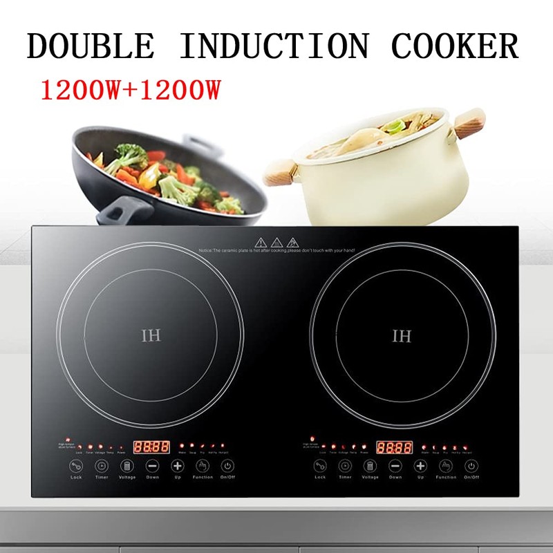 DYRABREST Electric Dual Induction Cooktop,Countertop Double Burner with Adjustable Temperature-Portable