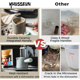 YHOJOY Espresso Cups Ceramic, Espresso Measuring Cups with Dual Measurement Scale, Expresso Shots Cup with Handle, Espresso Accessories, 3 Oz/ 90 Ml, Blue