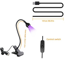 Secador de uñas USB UV LED para uñas de gel, lámpara UV de cuello de cisne para gel x puntas de uñas y flash, abrazadera portátil ultravioleta lámpara de secado de pegamento para teléfono, lámpara de secado de uñas para arte de uñas, plata