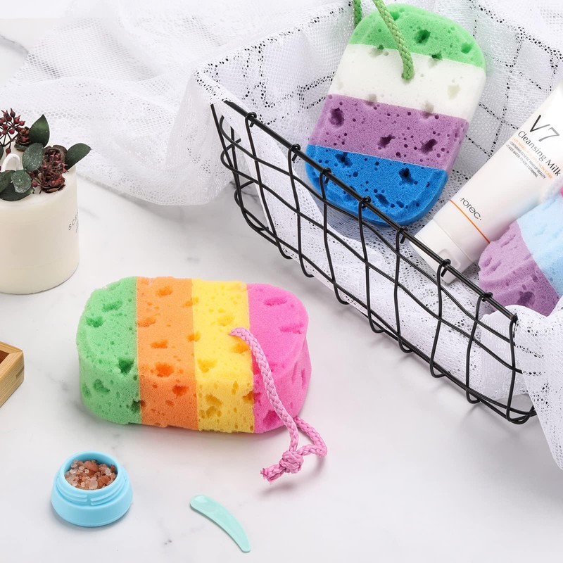 4Pcs Exfoliating Bath Sponges for Shower - Soft Shower Sponge
