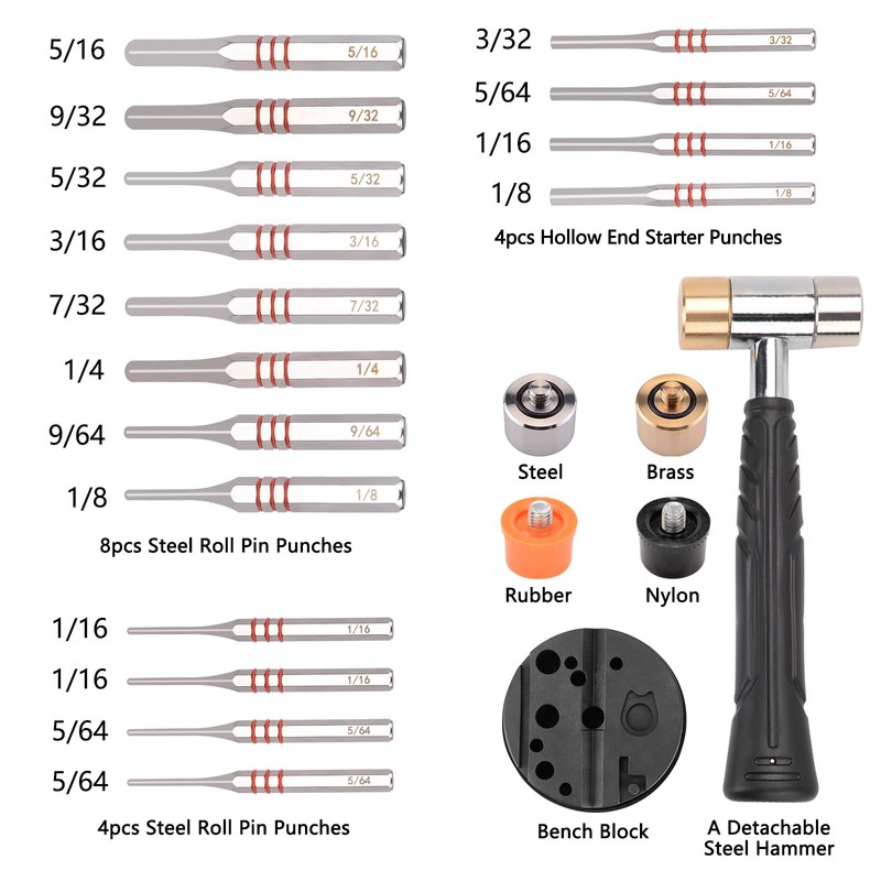 Pridefend Punch Set, Roll Pin Punch Set Made of Solid