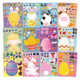 Easter Stickers for Children, Make Your Own Easter Stickers for Kids, Easter Crafts for Kids, Craft Make Easter Bunny Face Stickers for Easter Party Games