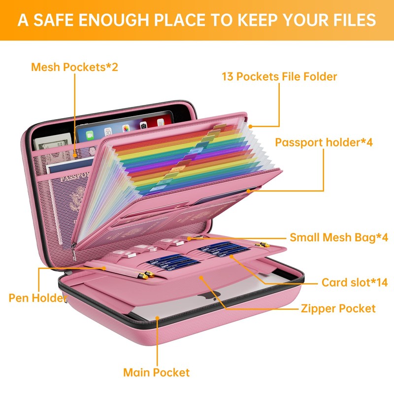DocSafe Fireproof File Organizer with Lock, Hard-Shell Case Fireproof Document