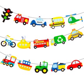 Transportation Banners Transportation Party Decorations 2PCS Transport Themed Train Cutout Banners Transportation Birthday Party Supplies for Vehicle Car Traffic Light Baby Shower Decor