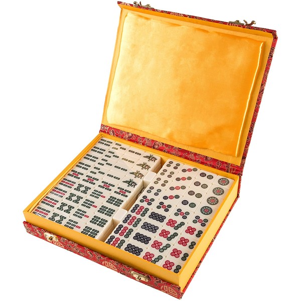 Hey! Play! Chinese Mahjong Game Set with 146 Tiles Dice & Ornate Storage Case