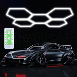 Garage Hexagon Lights, 24 Pack, 24V 6500K Higher Brightness Hexagonal Garage Light, Plug and Play, Lightweight DIY Assembly Hexagonal Lights for Car Detailing Shop Decoration (with Remote Control)