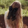 STSTR 2Pcs Large Hair Bow Clips, Black Silk Yarn Ribbon