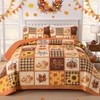Anibedding 3Pieces Fall Patchwork Quilts King Size, Pumpkin Maple Leaves