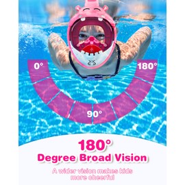 Snorkel Mask for Kids, 180° Panoramic View, Full Face Mask, Safe Breathing, Diving Mask, Anti-Fog and Leakproof, Suitable for Children, Gift