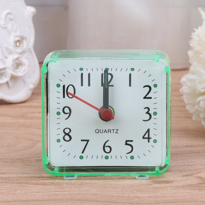 fatteryu Mini Square Quartz Beep Alarm Clock Plastic Desk Table