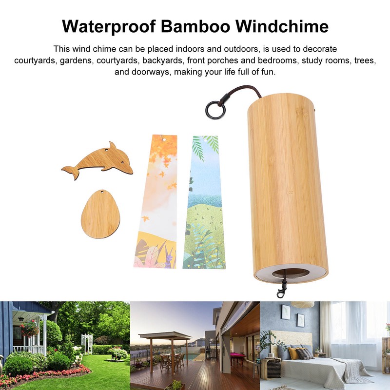 Bamboo Wind Chimes Metal Waterproof Japanese Chord Windchime Windbell for