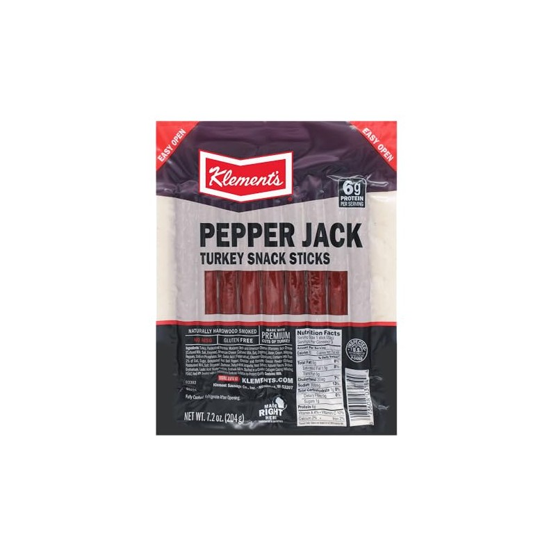 Klement's Pepper Jack Turkey Snack Stick, 7.2 Ounce