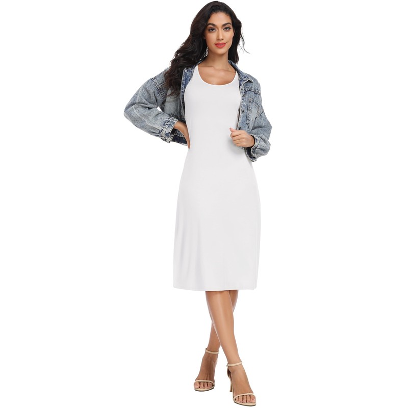 Lovasy Women's Long Full Slips,White,L