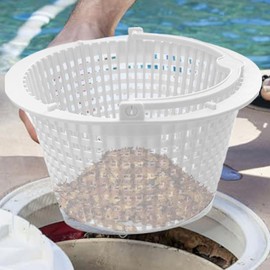 Pool Skimmer Basket - Anti-Clogging Filter | Handle Equipped Pool Skimmer Basket for Deribs Leaves Cleaning Pond Skimming Supply