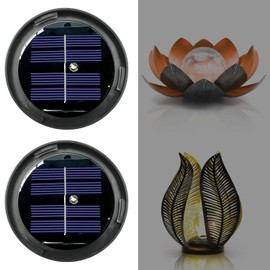 2 Pack Replacement Solar Light Parts, Warm White LED Waterproof Bottom Kit for Outdoor DIY Lotus Crackle Glass Globe Lamp