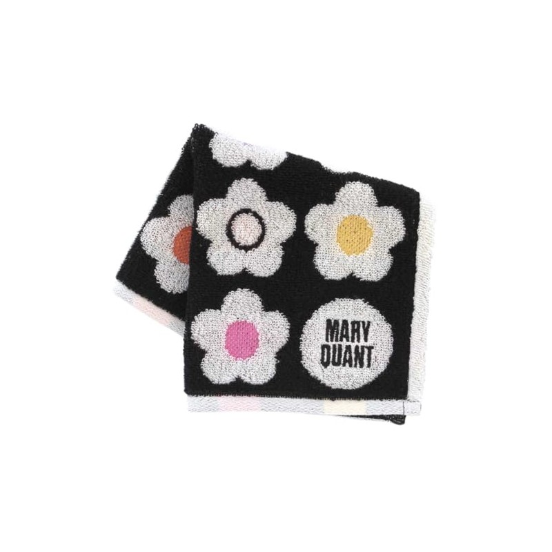 MARY QUANT 192005-0024-03 Towel Handkerchief, Colorful Daisy, Black, Women's, Hand