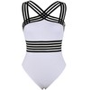 Hilor Women's One Piece Swimwear Front Crossover Swimsuits Hollow Bathing