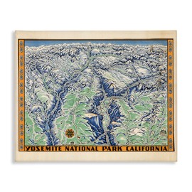 Stupell Industries Vintage Yosemite Map Canvas Wall Art Design by Stellar Design Studio