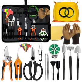 Bonsai Tools Set for Beginners, Bonsai Tree Kit with Training Wire, Scissors, Pruning Shears, Repotting Kit, Indoor Plant Tools Starter Kit (Orange)