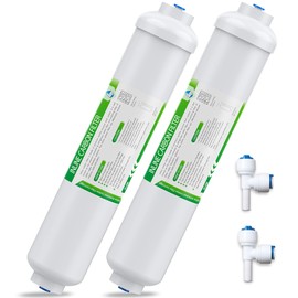 Inline Post Carbon Filter, Membrane Solutions 1/4" Quick-Connect Water Filter Replacement Cartridge Inline Filter for Under Sink Reverse Osmosis Water System Stage-5, 2-Pack