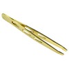 HTS 172D7 4" Gold Slanted Eyebrow Tweezers with Droplet Holes