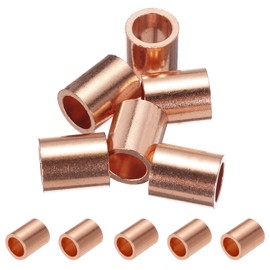 PATIKIL 3/16"/ 5mm Wire Rope Stop Sleeve, 6 Pack Copper Crimping Loop Sleeve End for Wire Rope Cable Ferrule, Gold Tone