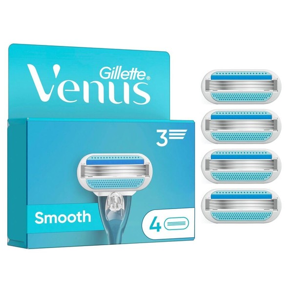 Gillette Venus Smooth Ladies Razor Blades - 4 Replacement Blades