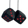 Pair 3” Fuzzy Plush Dice Heart Shape Decor for Car