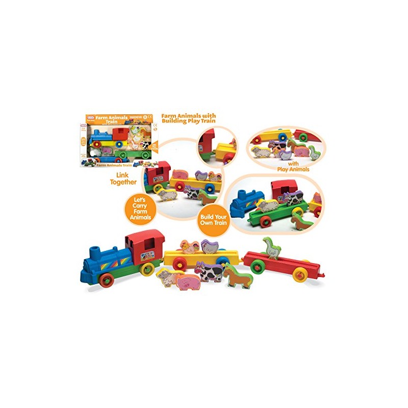 Funtime 55921 Push Along Farm Train with Play Animals