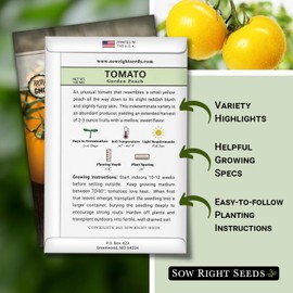 Sow Right Seeds - Garden Peach Tomato Seeds for Planting - Non-GMO Heirloom Packet with Instructions to Grow an Outdoor Home Vegetable Garden - Unique Peach-Shaped Tomato - Great Gardening Gift