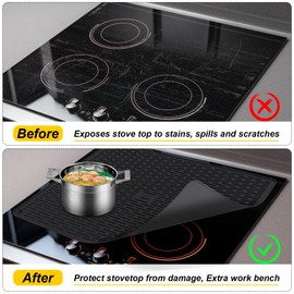 Stove Top Cover for Electric Stove, Stove Cover 30x21inch, Heat Resistant Stove Top Mat, Silicone Stove Mat for Glass Top Stove, Dish Drying Mat for Kitchen (Black, XXL)