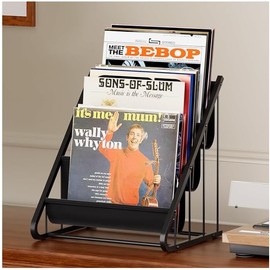 PAPAGIFTREE Vinyl Record Storage,3-Tier Record Holder and Stand Display, Vinyl Holder and Shelf for 21 LPs, Album Storage and Organizer, Display Frame for Album, for Art Storage Organizer