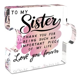 Sister Birthday Gifts, Big Sisters Gift Ideas from Sister, Unique Acrylic Puzzle Plaque Sister Gift Baskets Stuffers for Women Easter Birthdays Wedding