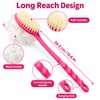 2-in-1 Long Handle Bath Brush with Soft Loofah & Bristles,