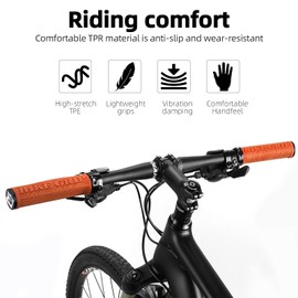 ROCKBROS Bike Handlebar Grips Single Lock-On, Rubber Aluminium Alloy