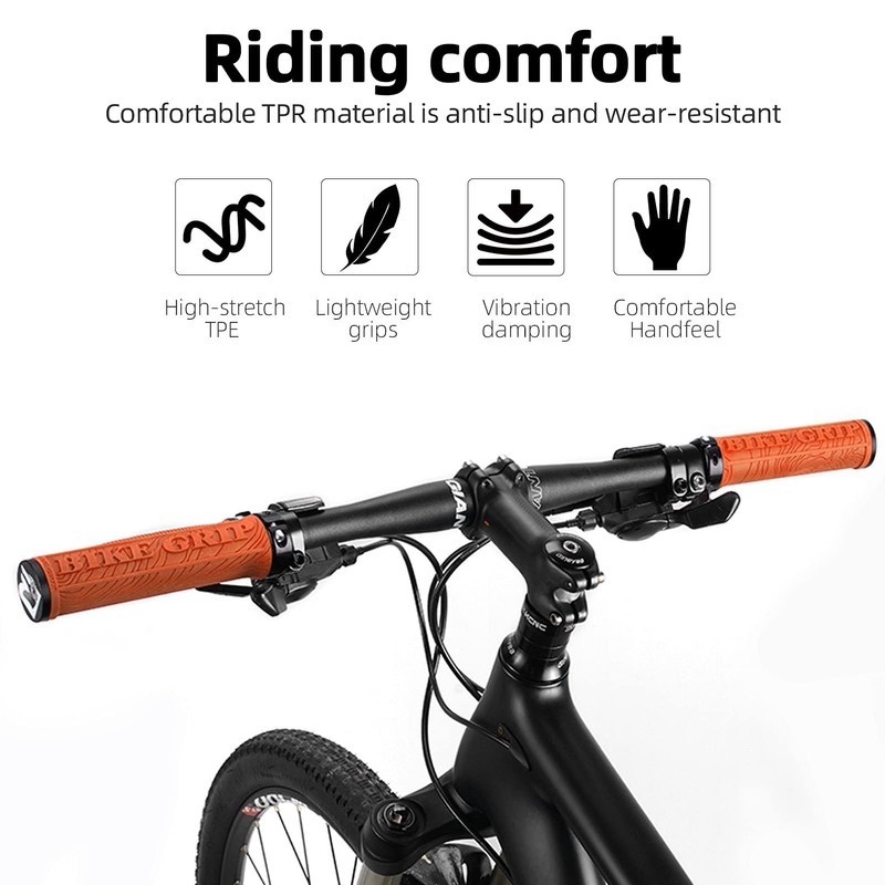 ROCKBROS Bike Handlebar Grips Single Lock-On, Rubber Aluminium Alloy