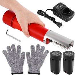 Cordless Electric Fish Scaler Remover, Powerful Fish Scraper Descaler Tool with Two 2000mAh Rechargeable Batteries, for Outdoor & Kitchen Use Efficient Fish Scale Cleaning (Red)