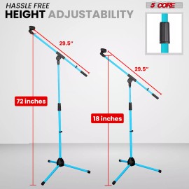 5Core Microphone Stand 360° Rotating Mic Clip Boom Arm Foldable Tripod Holder - Sky Blue