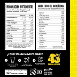 Ganador de Masa Advance Gainer de 43 Supplements, Sabor Fresa, 2 Kg                                                                                   